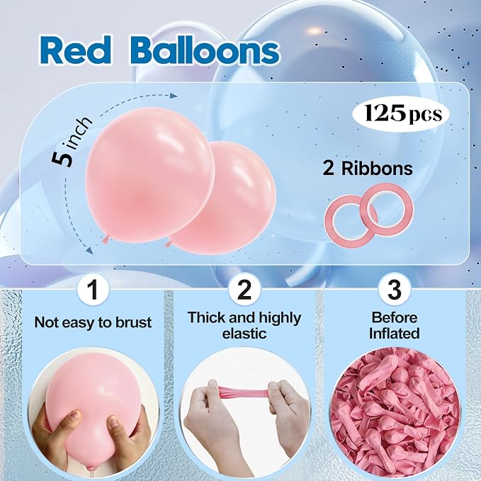 Light Pink Balloons Assorted Colors 125pcs 5 Inch Pink Birthday Balloons - Image 2