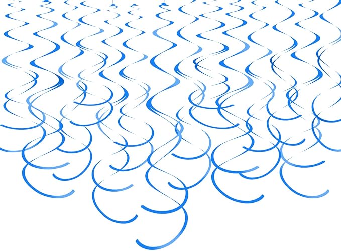 Blue Hanging Swirl Decorations Plastic Streamers Foil Swirls Ceiling by MISU
