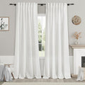 Extra Long White Linen Curtains 102 Inches Long 2 Panels Set by Nanspring