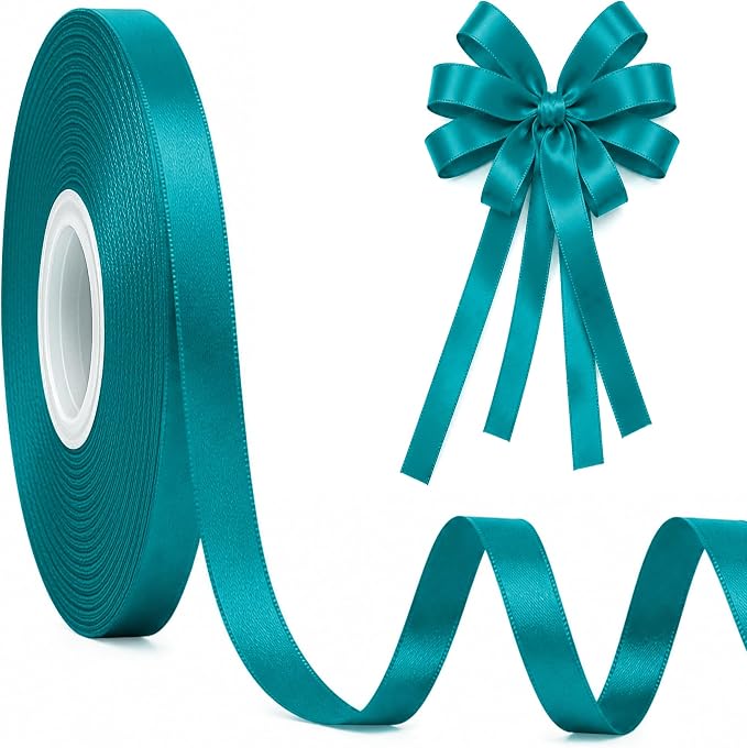 3/8In 30Yards Thin Teal Ribbon for Flower Bouquet Graduate Christmas Crafts | by Fullive