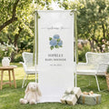 Custom Fabric Baby Shower Welcome Sign, Hydrangea Floral Banner, Personalized by Custom