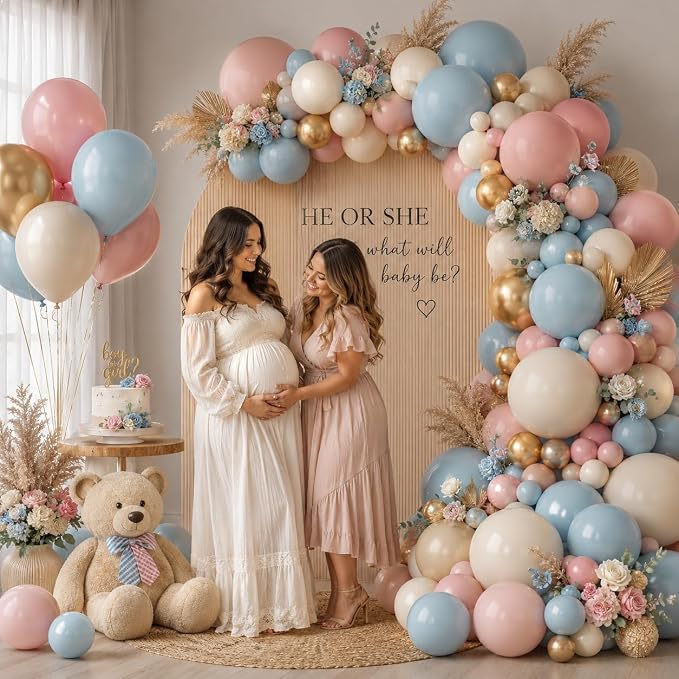 Gender Reveal Balloon Arch Kit, Metallic Gold Sand White Balloons - Image 4