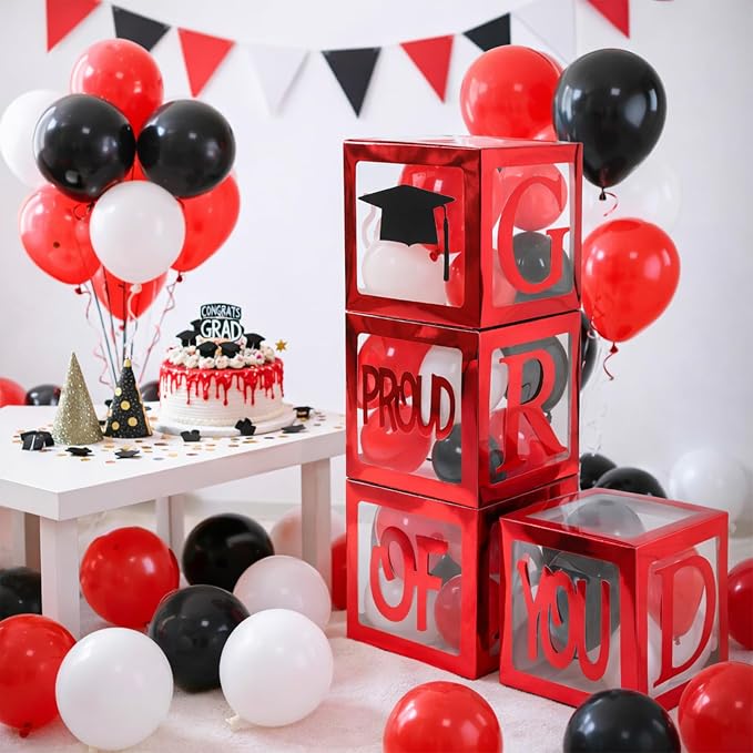 Graduation Decorations 2026, PROUD OF YOU, Class of 2026 130pcs Red and Black - Image 8
