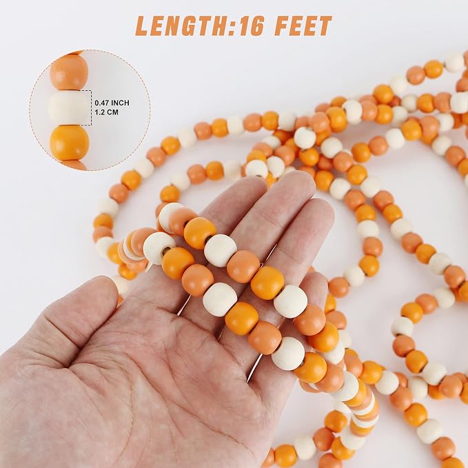 CVHOMEDECO. 16 Feet Wood Beads Garland - Image 5