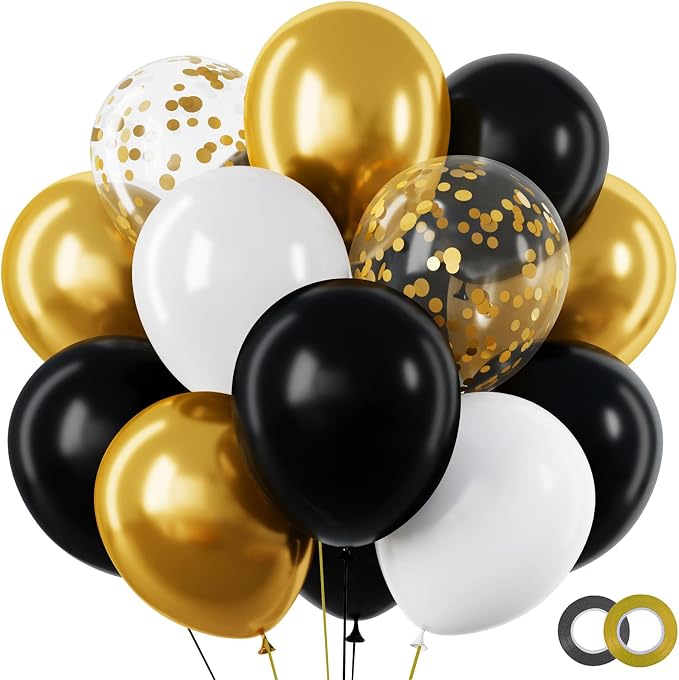 RUBFAC Black and Gold Balloons, 2026 Graduation Party Decorations Balloons by RUBFAC