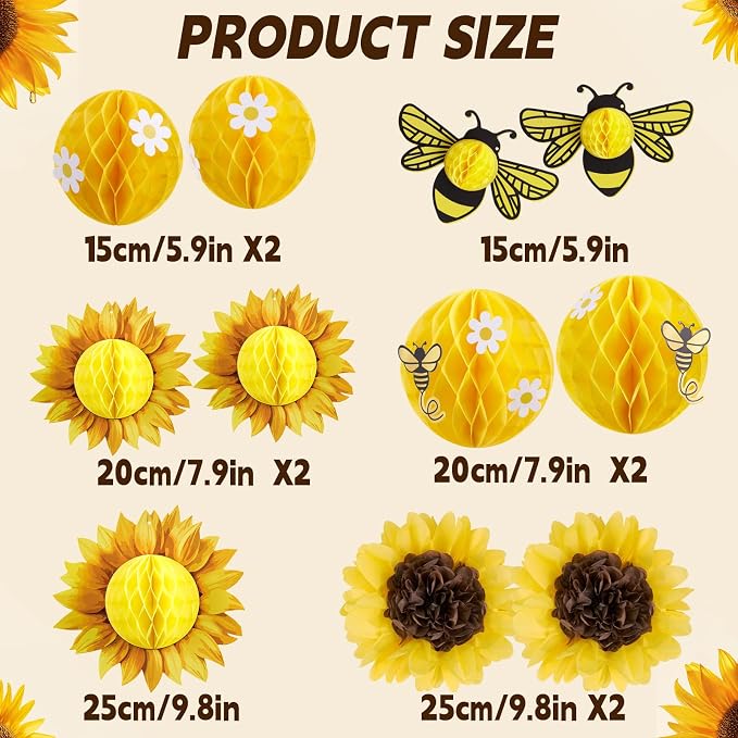 Paper Jazz Sunflower Party Honeycomb Decoration Bee Decorations - Image 2