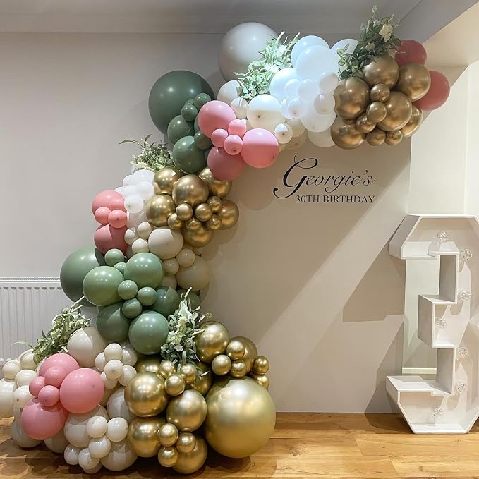 152Pcs Pink and Green Balloon Garland Arch Kit - Image 3