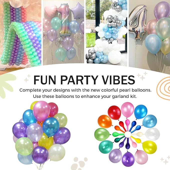 120pcs Pearl Rainbow Balloons Assorted Color 12 Inches Latex, Round Helium - Image 3