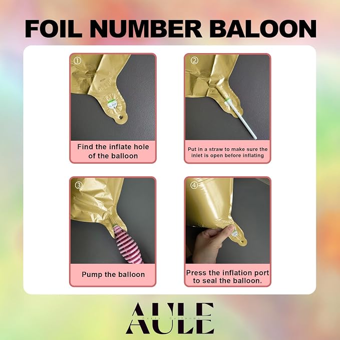 AULE 40 Inch Light Gold 27 Balloon Number Foil 0-9 Birthday Big Numbers | - Image 6