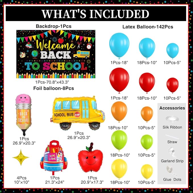 Back to School Balloon Arch Kit, First Day of School Decor - Image 3