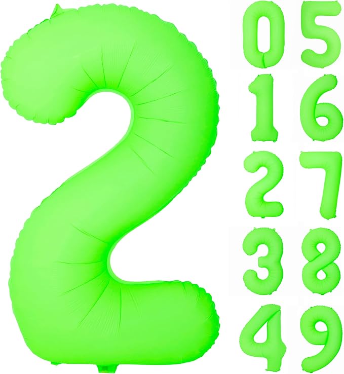 40IN Fluorescent Green Number 2 Balloons Glow In The Dark Green Balloon | by YOIOZAIZAI