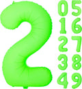 40IN Fluorescent Green Number 2 Balloons Glow In The Dark Green Balloon | by YOIOZAIZAI