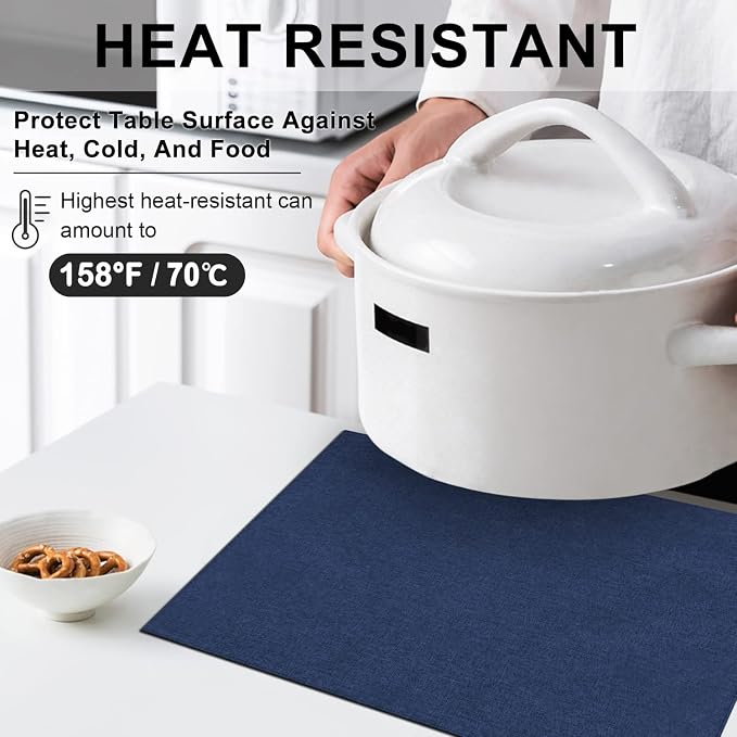 Cloth Placemats Set of 6, Cotton Linen Blend Machine Washable Durable Linen - Image 2