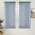 MIULEE Chambray Blue Linen Curtains 52x63 Inch Long by MIULEE