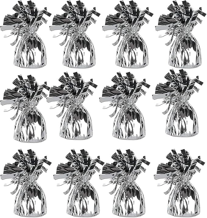Metallic Plastic Wrapped Balloon Weights Party Decorations 12 Pcs by RoyalHouse