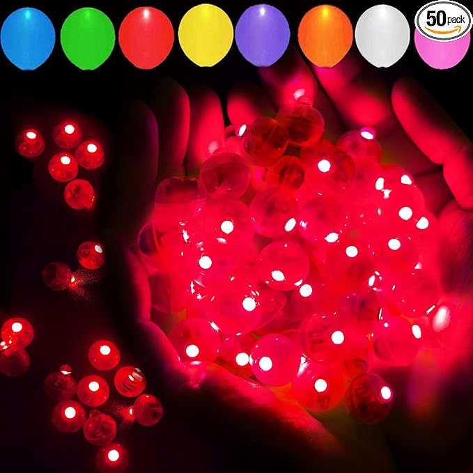 50pcs Red LED Balloon Lights, Mini Led Lights Small Round LED Ball Lamp by Aogist