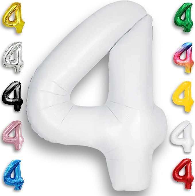 White Number Balloon 4 Mylar Foil Balloons 32 inch by Unknown