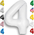 White Number Balloon 4 Mylar Foil Balloons 32 inch by Unknown