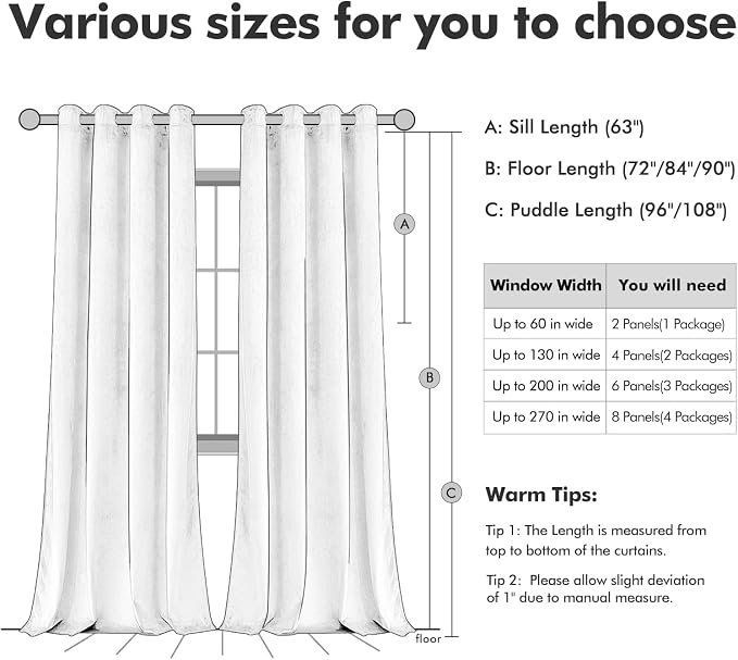 MIULEE Velvet Curtains Navy Blue 52 x 108 Inch Length Set of 2 | Extra Long - Image 6