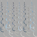 36 Pcs Dusty Blue Gray Hanging Swirl Decorations Navy Blue Grey Felt Swirl Streamer Spiral Ceiling Garland for Baby Shower Wedding Birthday Engagement Ahoy Achor Nautical Graduation Party Supplies