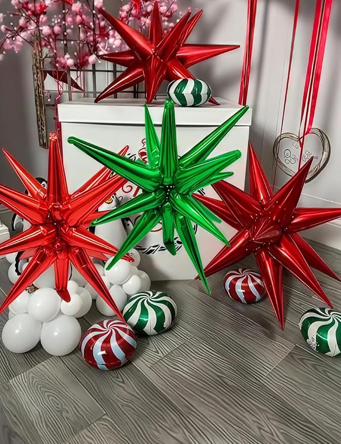 Red Star Balloons, Large Spike Balloons | 22 Inch Star Balloons, One-Piece - Image 7