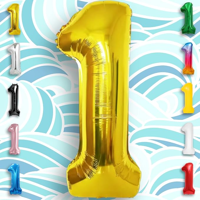 Gold Number Balloon 1 Mylar Foil Balloons 32 inch - Image 4