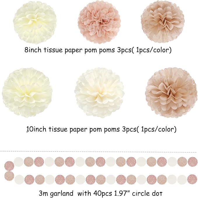 Champagne-Gold Beige Boho Baby-Shower Party-Decorations - Image 2