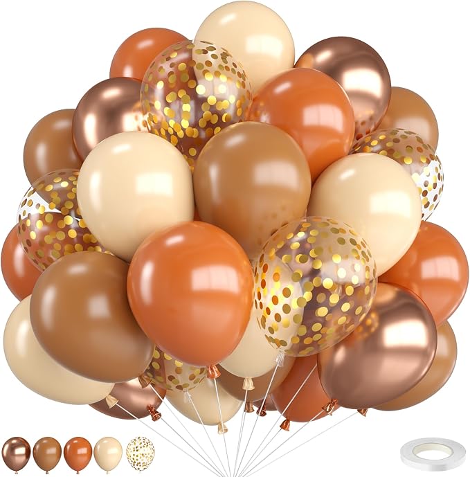 Fall Balloons for Autumn Birthday Wedding Party Decorations | 12-inch brown by FunHot