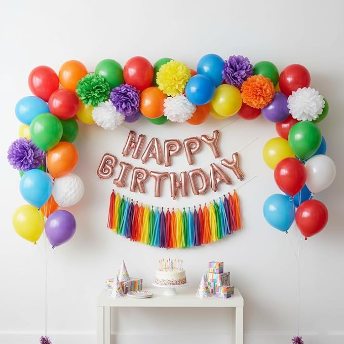 Rainbow Tassel Garland Banner, 30 Pack Colorful Paper Tassels Streamers - Image 3