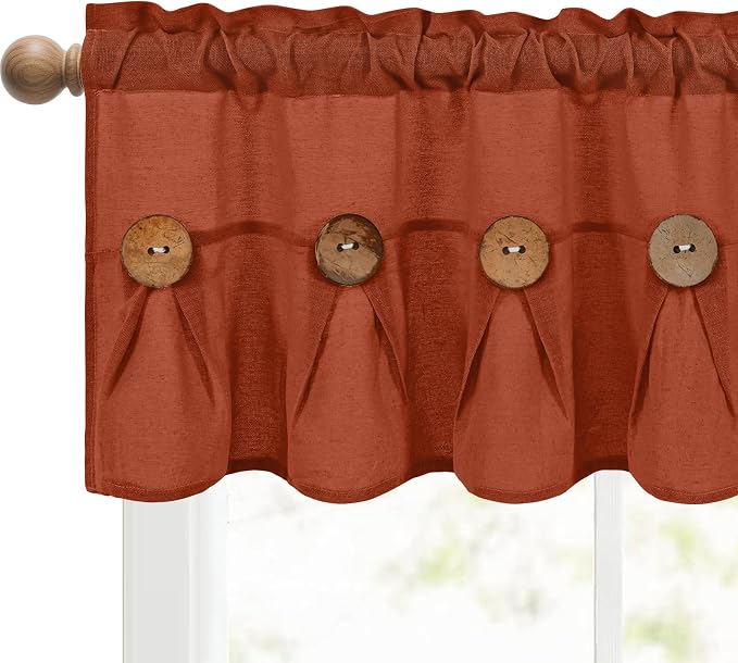 Farmhouse Valance Curtains, Boho Cotton Linen Kitchen Valance, Rod Pocket - Image 8