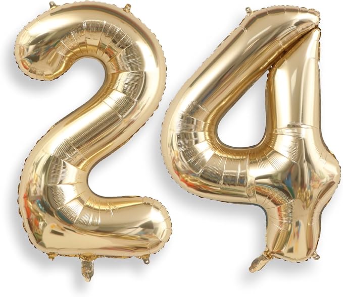 AULE 40 Inch Light Gold 24 Balloon Number Foil 0-9 Birthday Big Numbers | by AULE