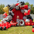 Race Car Balloons Arch Kit -Trophy, Wheels and Red Black Silver Balloon Garland by Unknown