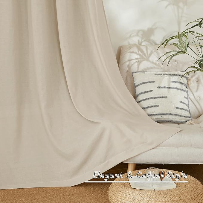 NICETOWN Thick Linen Blend Flax Angora Curtains 63 inches Long, Grommet Linen - Image 6