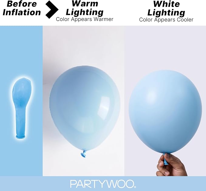 PartyWoo Light Blue Balloons 85pcs Baby Pastel Sky Aqua Blue Color | Different - Image 3