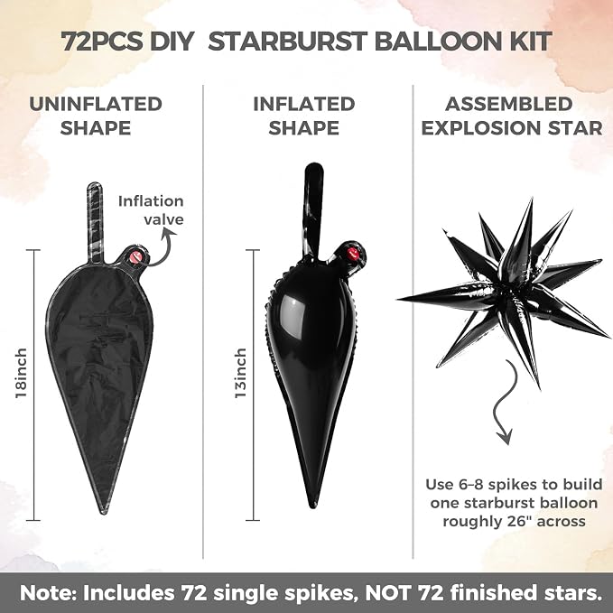 LOVESTOWN 72 PCS Black Star Balloons, Anniversary Space Themed Party Decorations - Image 3