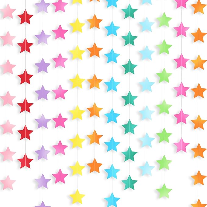 Patelai Glitter Star Garland Banner 2026 Party Decor 130 Feet Star Hanging by Patelai