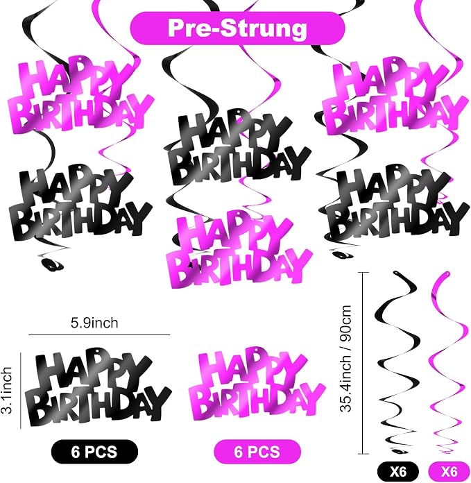 BEISHIDA 12 Pcs Happy Birthday Hanging Swirl Decorations, Halloween Birthday - Image 2
