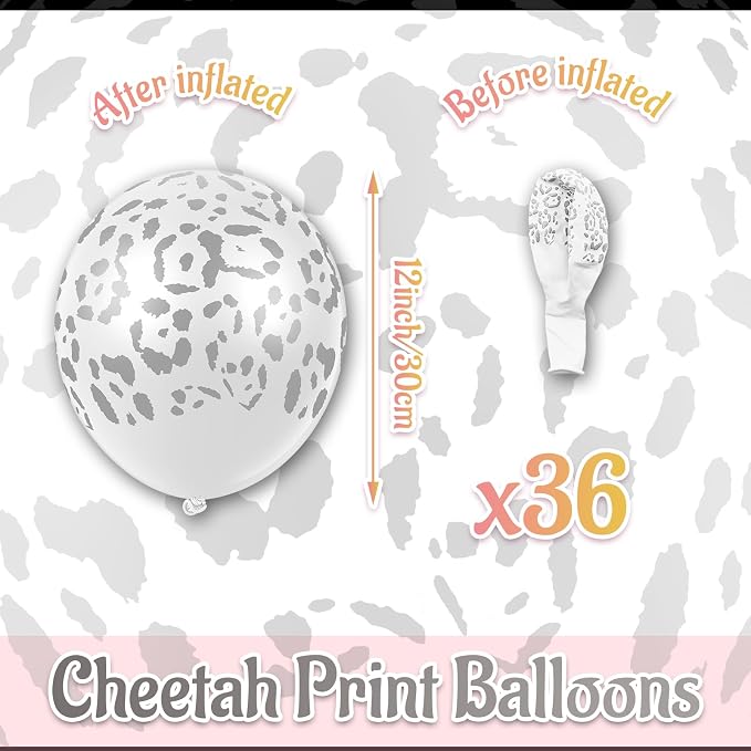 Gejoy 36 Pcs Cheetah Balloons Silver Leopard Print Balloons 12 Inch Spots Latex - Image 2