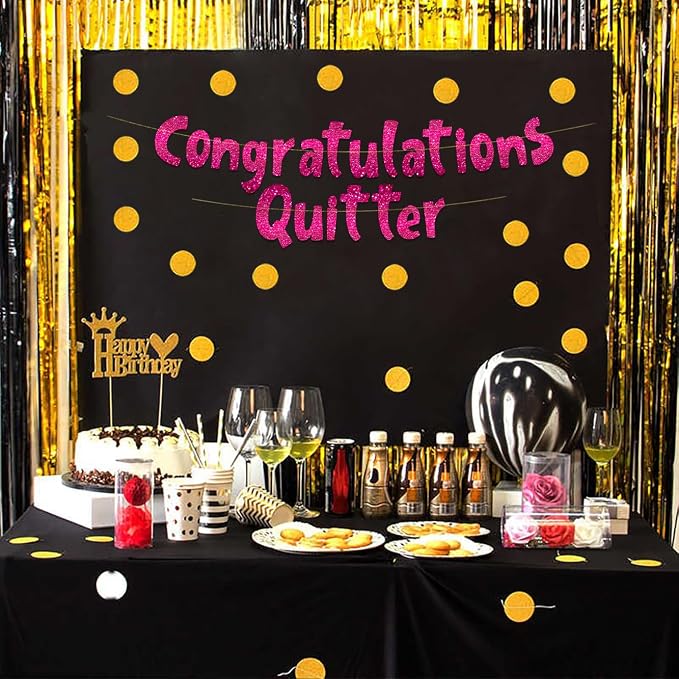 Pre-Strung Congratulations Quitter Pink Glitter Banner - Image 6