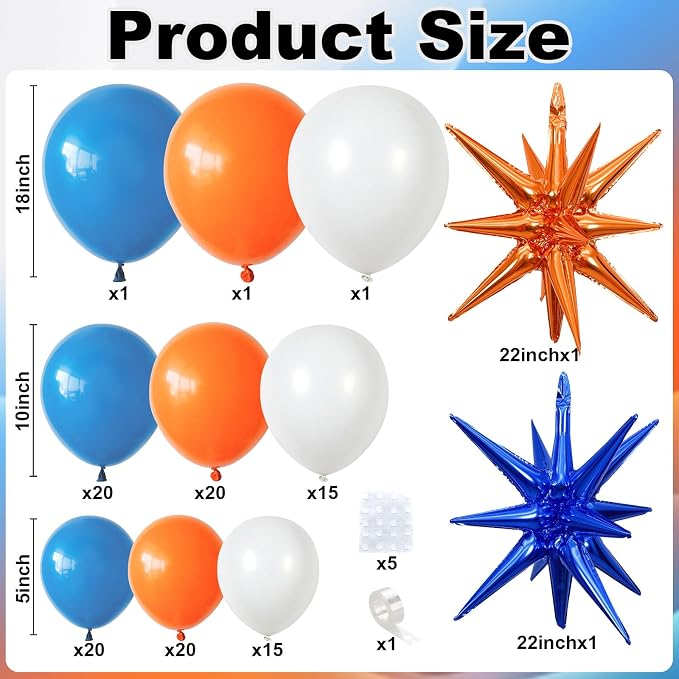 Blue and Orange Balloon Arch Garland Kit - Image 2