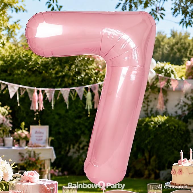 RainbowQ Pink 7 Balloon Number 40 Inch 0-40 Foil Large Balloons | Big Mylar 7 - Image 2