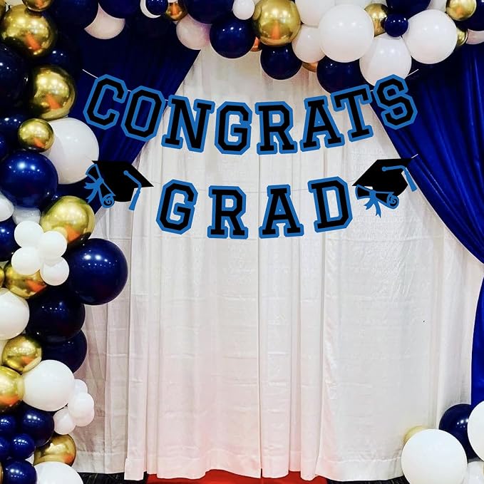 Congrats Grad Banner Graduation Party Banner Decoration Hanging Garland High - Image 4