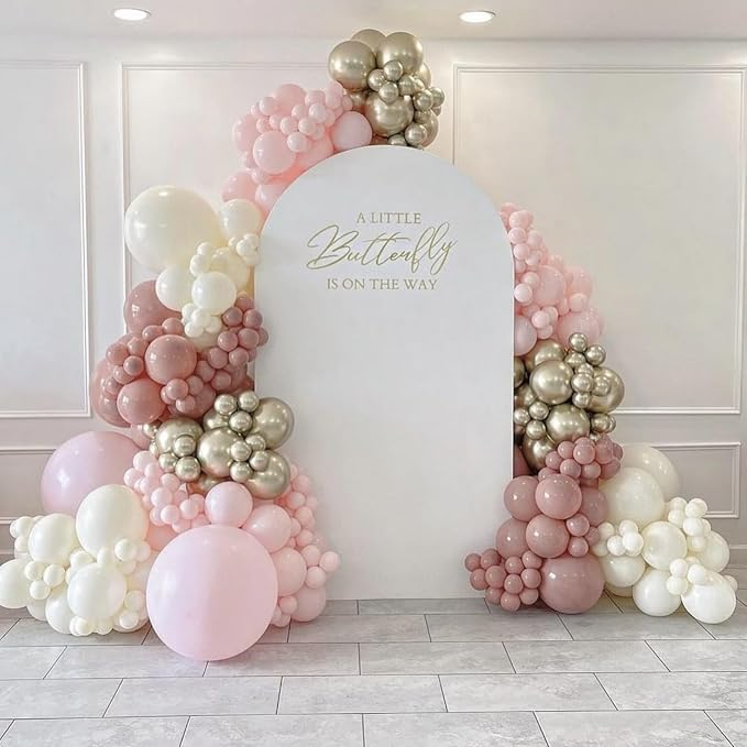 Dusty Pink White Balloons Pale Pink Beige Gold Balloon 12inch Metallic - Image 3