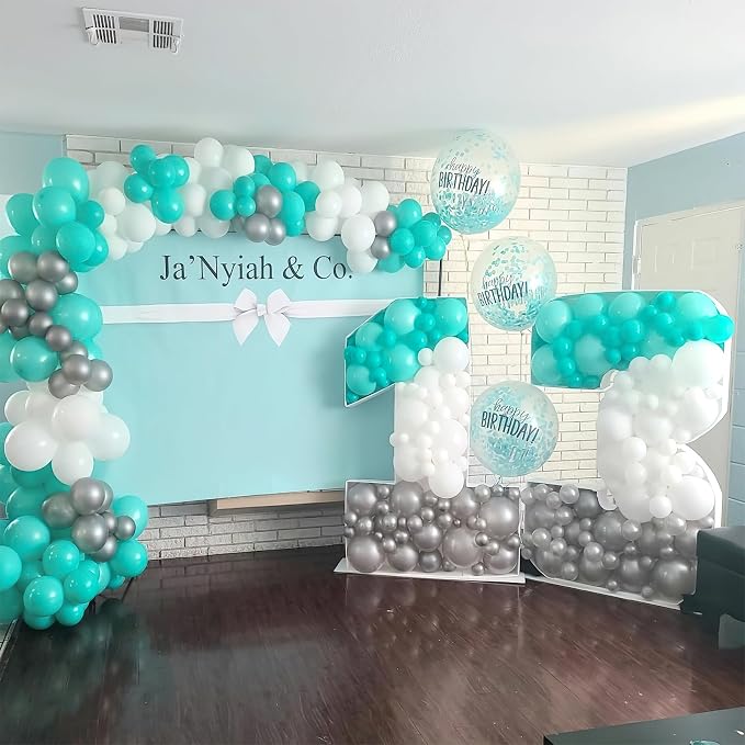 PartyWoo Teal Balloons 100pcs 12 Inch Turquoise Dark Teal Latex Balloons - Image 5
