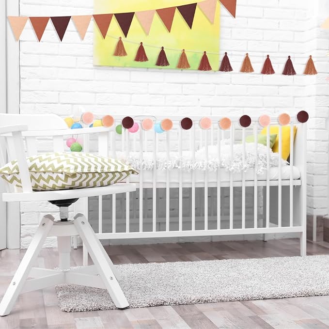 Irenare 9.8 ft Pom Pom Garland for Classroom Felt Rainbow Garland Back to - Image 2