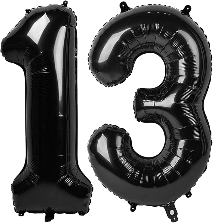 13 Balloon Number 40 Inch Black Balloons by Mluchee