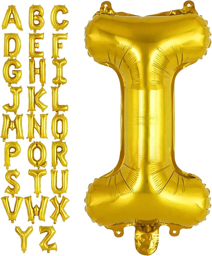 Gold Letter I Balloons, 40 Inch Large Foil Letter Balloons, Custom Phrase by YOTHORN