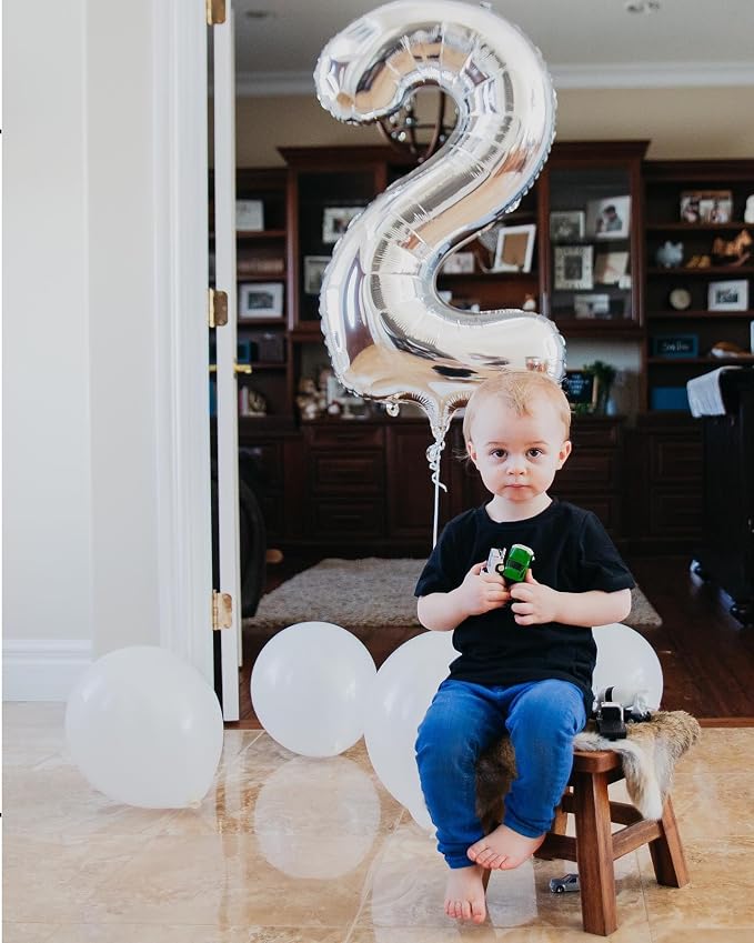 Silver Number 2 Balloon 40 Inch, 2nd Birthday Party Decorations Men Women | - Image 2