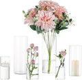 Glasseam Clear Cylinder Vases for Centerpieces, Glass Cylinder Vase Set of 6, Hurricane Vase for Flowers, Glass Cylinder Candle Holder for Pillar Candles, Floating Candle Vases for Wedding Decorations