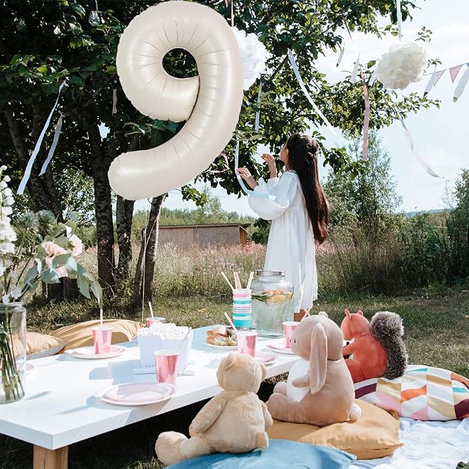 TONIFUL 40 Inch Cream White Large Numbers Balloon 0-9 Birthday Party Decorations - Image 3